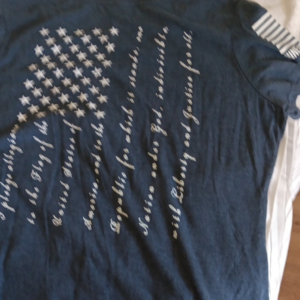 Blue Short Sleeve Tee with Silver Stud Accents